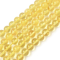 天然琥珀ビーズ連売り  ラウンド  5mm  穴：0.5mm  約71個/連  14.17インチ（36cm）&nbsp;G-L095-B01-5mm-01