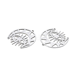 201 ステンレス シャンデリア コンポーネント リンク  目のついた月  ステンレス鋼色  35x34.5x1mm  穴：1.4mm＆1.2mm&nbsp;STAS-N090-LA898-1