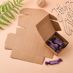 クラフト紙ギフトボックス  配送ボックス  折りたたみボックス  正方形  バリーウッド  8x8x4cm&nbsp;CON-K003-02A-01