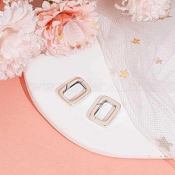 スターリングシルバーのスプリングゲートリング2個、925個  長方形  プラチナ  12x9x2.5mm&nbsp;STER-BBC0007-35