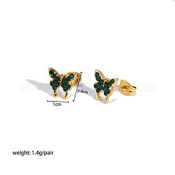 Butterfly 304 Stainless Steel Cubic Zirconia Stud Earrings for Women&nbsp;QD0510-3