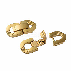 304ステンレススチール製折りたたみ式留め具  オーバル  ゴールドカラー  19x9x3mm  穴：2x3.5mm&nbsp;X-STAS-N087-48B-02G