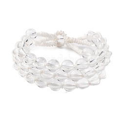Natural Quartz Crystal Round Beaded Multi-strand Bracelets for Men Women&nbsp;BJEW-G743-02C