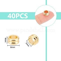 304ステンレススチールスジ入りビーズ40個  コラム  24KGP本金メッキ  8x4mm  穴：5mm&nbsp;STAS-UN0053-22