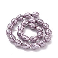 電気メッキシェルパールビーズ連売り  ポテト  パープル  15~16.5x12~12.5mm  穴：0.8mm  約26個/連  15.7インチ〜16.1インチ（40~41cm）&nbsp;BSHE-O019-02E