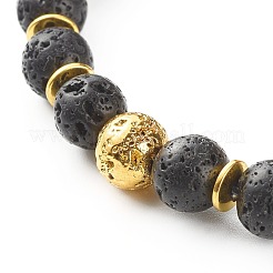 Electroplated Natural Lava Rock & Synthetic Howlite Beads Stretch Bracelets Set for Girl Women&nbsp;BJEW-JB06924