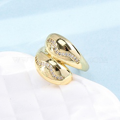 Brass Micro Pave Clear Cubic Zirconia Cuff Rings for Women&nbsp;RJEW-U047-29G