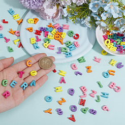 100個の不透明なアクリルビーズ  アルファベットビーズ  アルファベットa～z  ミックスカラー  8~12x5mm  穴：3mm&nbsp;OACR-DR0001-01