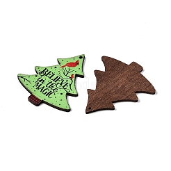 プリントポプラウッドペンダント  クリスマスシリーズ  クリスマスツリー  45x40.5x2mm  穴：1.4mm&nbsp;FIND-N005-74T