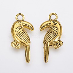 合金ペンダント  鳥  アンティーク黄金  カドミウムフリー＆鉛フリー  25x11x3mm&nbsp;PALLOY-A13099-AG-RS