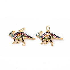 Dinosaur Brass Micro Pave Colorful Cubic Zirconia Charms&nbsp;KK-G435-37G