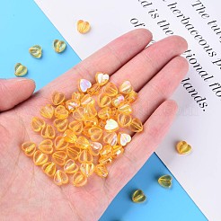 透明なアクリルビーズ  ABカラーメッキ  ハート  ゴールド  7.5x8x3mm  穴：1.8mm  約3620個/500g&nbsp;MACR-S373-114-C06