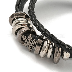 PU Imitation Leather Cord Triple Layer Multi-strand Bracelets&nbsp;BJEW-P329-04A-AS