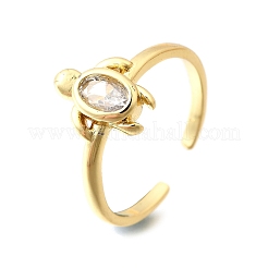 Ocean Theme Brass Micro Pave Cubic Zirconia Cuff Rings for Women&nbsp;RJEW-F184-17B-G