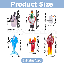 6Pcs 6 Styles Handmade Lampwork Pendants&nbsp;LAMP-HS0001-19A