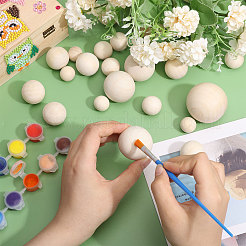 50個 5スタイル 天然木製丸ボール  DIY装飾木工ボール  未完成の木製の球  穴なし/ドリルなし  染色されていない  無鉛の  アンティークホワイト  19~50mm&nbsp;WOOD-GL0001-11