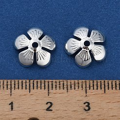 真鍮製ビーズキャップ  花  長持ちメッキ  ラックめっき  鉛フリー＆カドミウムフリー  銀  11.5x11.5x3.5mm  穴：1.5mm&nbsp;KK-A276-04S