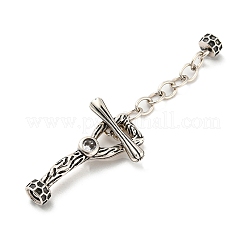 Eco-Friendly Brass Pave Clear Cubic Zirconia Toggle Clasps with Extended Chains&nbsp;KK-M258-10AS