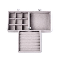 3段式ペット用プラスチック製ジュエリー収納引き出しボックス  正方形  ライトグレー  12.1x12.6x10.5cm&nbsp;CON-N016-08B