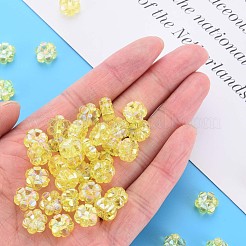 透明なアクリルビーズ  ABカラーメッキ  花  シャンパンイエロー  10x5mm  穴：1.8mm  約1650個/500g&nbsp;MACR-S373-06-C07