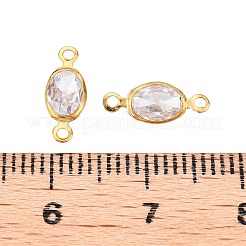 Brass Clear Cubic Zirconia Connector Charms&nbsp;KK-T070-09C