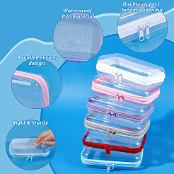 6個 6色透明ペット用デスクトップ収納ジッパーボックス  長方形  ミックスカラー  19x11x5cm  1pc /カラー&nbsp;ABAG-WA0001-44A