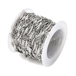304ステンレススチールリンクバーチェーン  ハンダ付け  スプールで  ステンレス鋼色  12x2.3x2mm&nbsp;CHS-K026-01C-P
