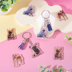 12個4スタイルプリントアクリルパーツ  犬  40x25~37x3mm  穴：2mm  3個/スタイル&nbsp;OACR-TA0004-14B