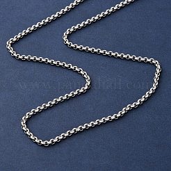 3MM 304 Stainless Steel Rolo Chain Necklaces&nbsp;NJEW-P338-08P