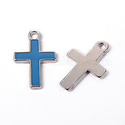 合金エナメルチャーム  鉛フリー及びカドミウムフリー  クロス  プラチナカラー  ミックスカラー  26x16x2mm  穴：3mm&nbsp;X-ENAM-P077-M