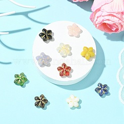 10個10色手作りランプワークビーズ  花  ゴールドライン入り  ミックスカラー  16x16x6mm  穴：1.2mm  1pc /カラー&nbsp;LAMP-CJ0002-84