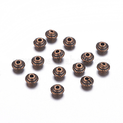 チベット風合金スペーサービーズ  カドミウムフリー＆鉛フリー  双円錐形  赤銅鉱  5x3mm  穴：1mm  約5000個/1000g&nbsp;RLFH10167Y-01R