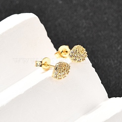 Shell Shape Brass Micro Pave Clear Cubic Zirconia Stud Earrings&nbsp;EJEW-A135-02G