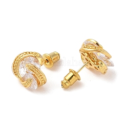 Rack Plating Brass Micro Pave Cubic Zirconia Stud Earrings&nbsp;EJEW-I304-04G-01