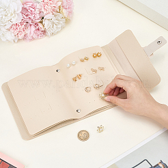 PUレザーイヤリング収納バッグ  イヤリング用のジュエリーロール  長方形  フローラルホワイト  163x140x33mm&nbsp;AJEW-SP0006-24A