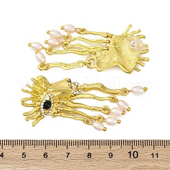 合金、樹脂、模造真珠のダングルスタッドピアス  目と特徴と鼻  左右  ゴールドカラー  61x23mm&nbsp;LS-EJEW-M075-07G
