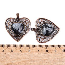 Natural Snowflake Obsidian Peach Love Heart Pendants&nbsp;G-G158-01-03