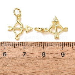 Brass Micro Pave Clear Cubic Zirconia Charms&nbsp;CU-E003-14G-C