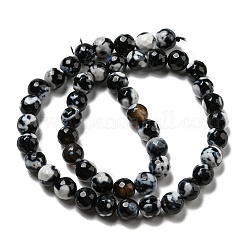 Dyed Natural Fire Crackle Agate Faceted Round Beads Strands&nbsp;G-E320C-8mm-08