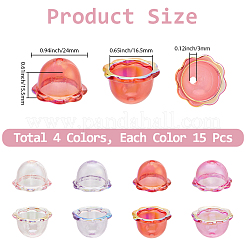 60Pcs 4 Colors UV Plating Acrylic Bead Caps&nbsp;PACR-PA0001-12A