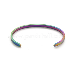 イオンプレーティング（IP）304ステンレススチール製女性用カフバングル  虹色  内径：2-1/2x2インチ（6.1~6.5x5.1cm）&nbsp;BJEW-K173-02MC