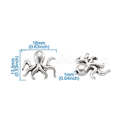 チベット風合金ビーズ  タコ  アンティークシルバー  13.5x16x4.5mm  穴：1mm&nbsp;PALLOY-TAC0009-18AS