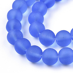 透明ガラスビーズ連売り  艶消し  ラウンド  藤紫色  9.5~10mm  穴：1.5mm  約41~42個/連  14.88~15.12インチ（37.8~38.4cm）&nbsp;GLAA-T032-T10mm-MD04