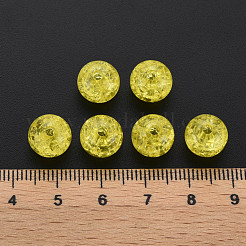 クリアクラックアクリルビーズ  ラウンド  きいろ  10x9mm  穴：2mm  約940個/500g&nbsp;MACR-S373-66C-N16