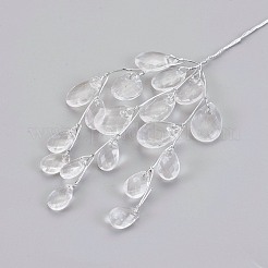 結婚式の花嫁のヘアクリップ  アクリルビーズ付き鉄線  透明  146x65mm&nbsp;OHAR-WH0003-02S