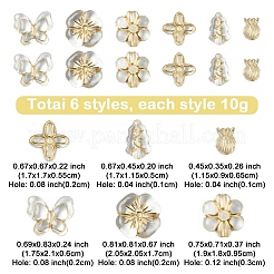 60g 6種類の金属エンレース透明アクリルビーズ  黄金メッキ  ミックスカラー  11.5~20.5x9~21x5~17mm  穴：1~3mm  10g /スタイル&nbsp;MACR-YW0003-43