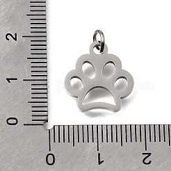 304ステンレスペンダント  足のプリントのチャーム  艶出し  ステンレス鋼色  15.5x14.5x1.5mm  穴：3.5mm&nbsp;STAS-E532-10P