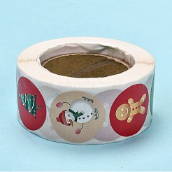 クリスマスタグステッカー  粘着紙ギフトタグステッカー  パーティーのために  装飾的なプレゼント  雪だるま  24.5mm  500PCS /ロール&nbsp;DIY-E023-07I