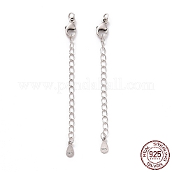 スターリングシルバーチェーンエクステンダー925個  カニカンとチャーム付き  ティアドロップ  アンティークシルバー  63x2.5mm  穴：2.4mm&nbsp;STER-D036-30AS