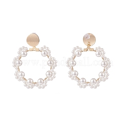 Shell Pearl Paw Print Beaded Big Ring Dangle Stud Earrings&nbsp;EJEW-TA00074